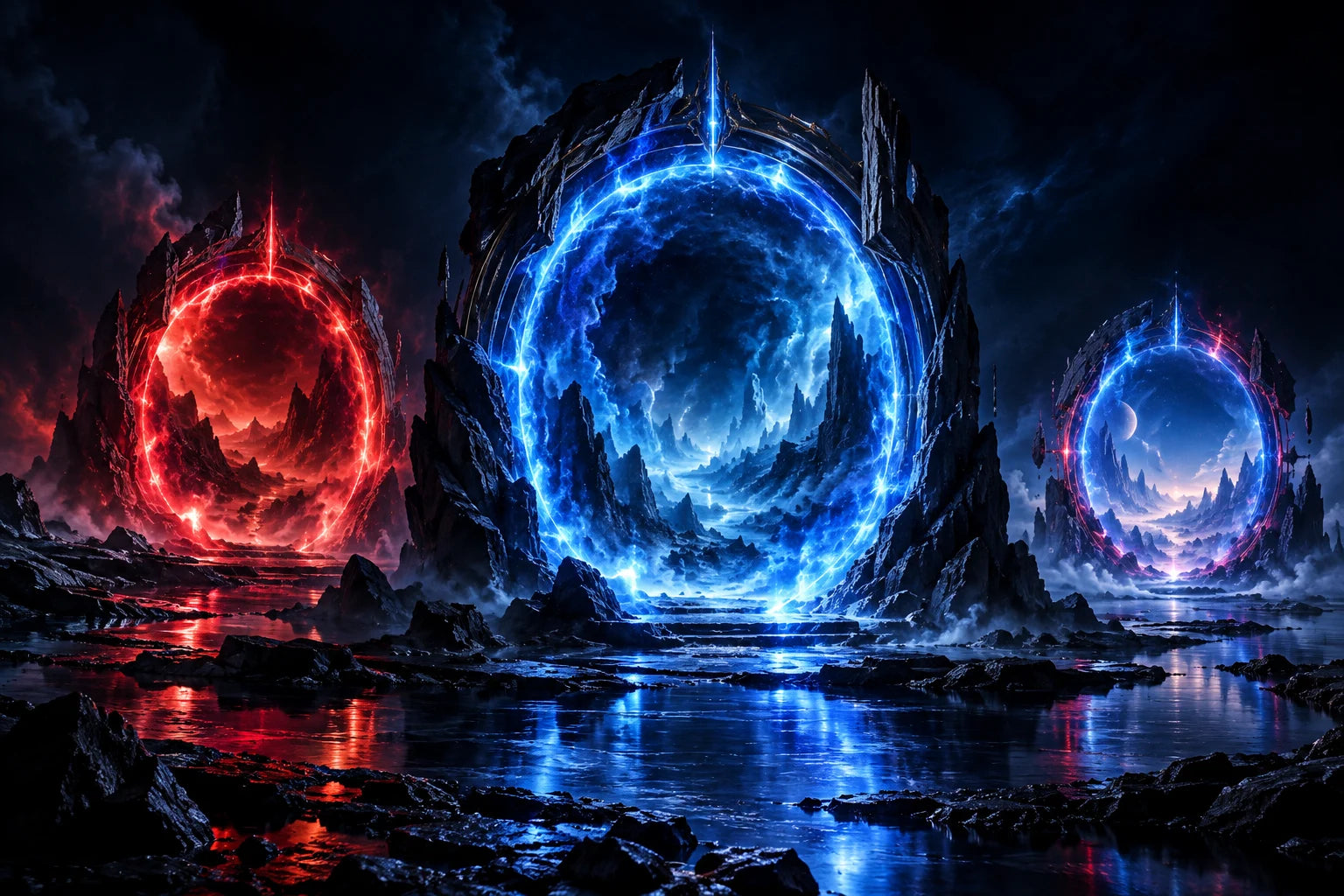 Red and blue portals previewing Darukai’s creative digital packs